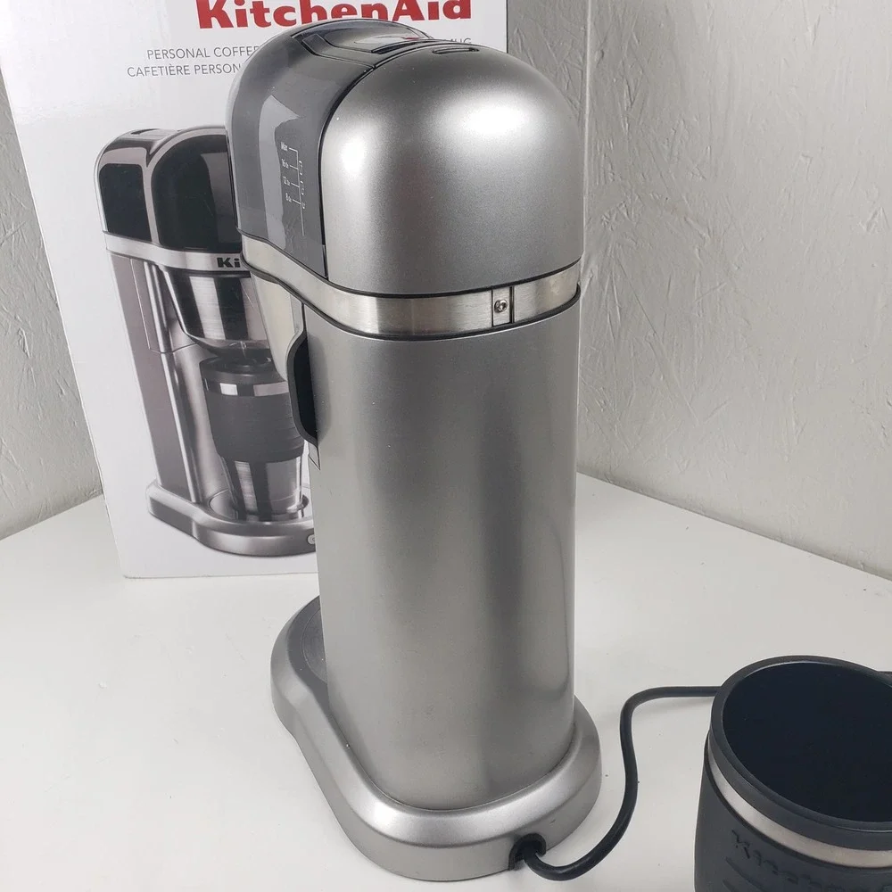 KitchenAid Personal Coffee Maker KCM0402CU Contour Silver Black + 18oz Tumbler